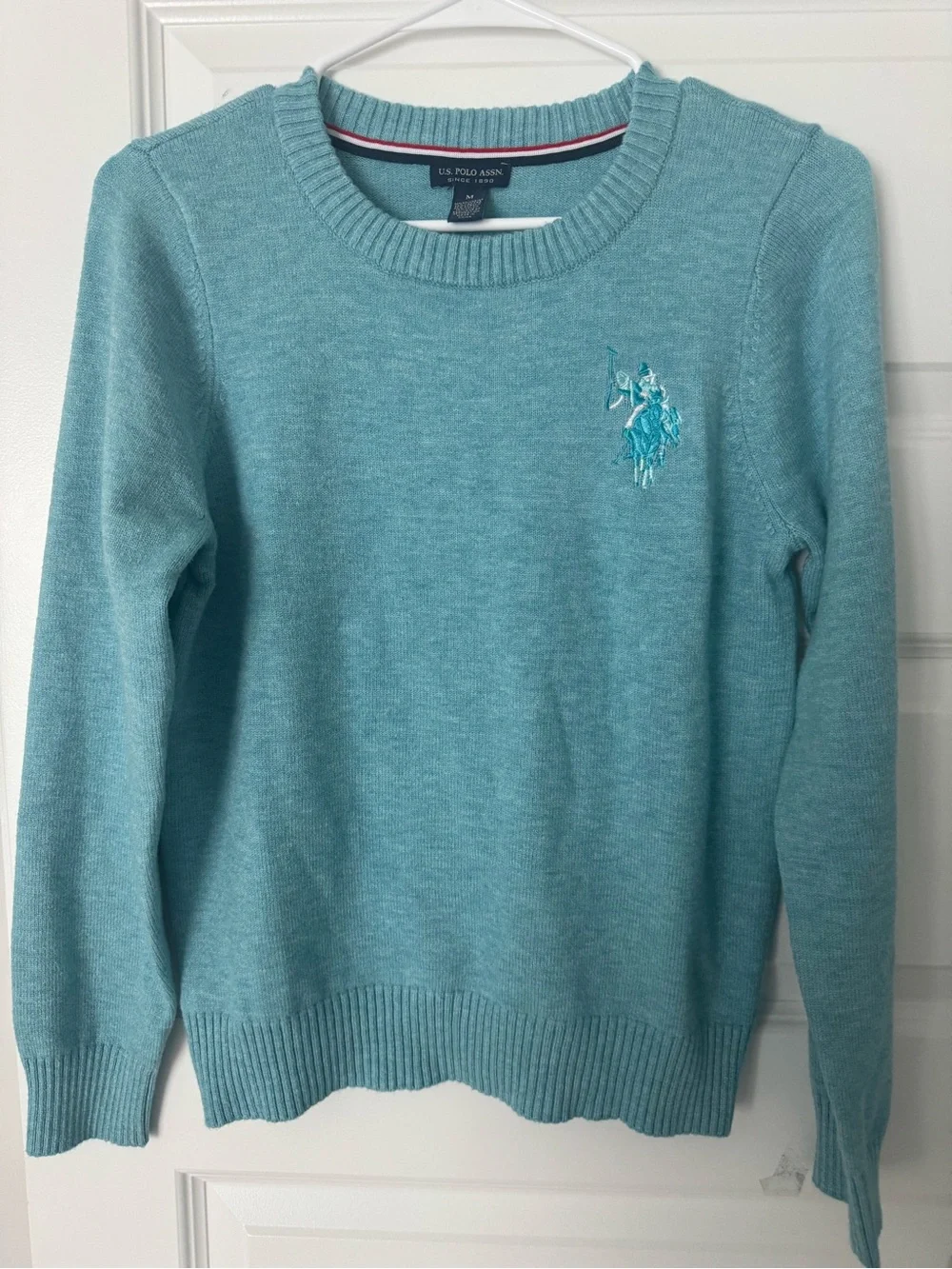 U.S. Polo Assn. Women's Crewneck Sweater in Teal Blue